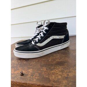 Vans Black High-Top Sneakers With Rhinestone Side Detail & White Laces
